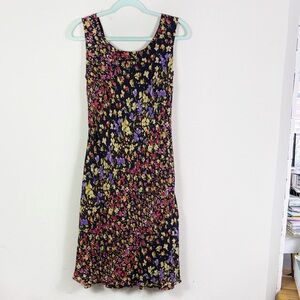 Talbots 100% Silk Floral Sleeveless Dress Black & Multicolor size 6